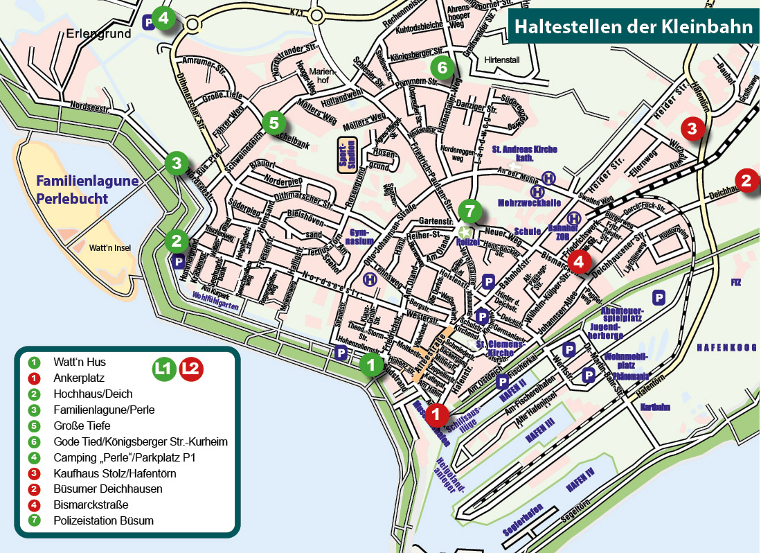 Haltestellen Büsumer Kleinbahn